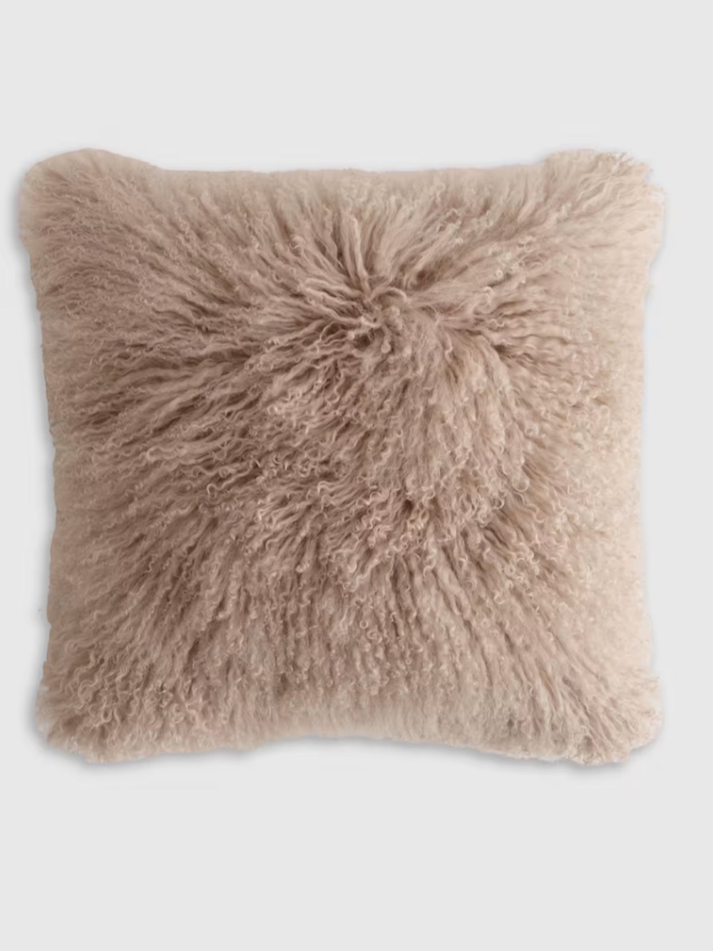 New Luxe Mongolian Lamb Pillow Cover 20 x 20 Khaki